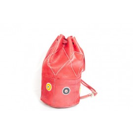 Red genuine leather...