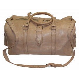 Travel bag in real handmade beige leather