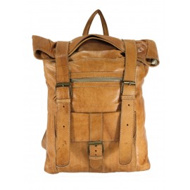 beige backpack in real handmade leather