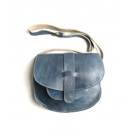 handmade blue genuine leather shoulder bag