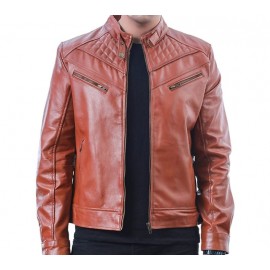 Brown genuine leather jacket