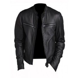 Jacket en vrai cuir Noir