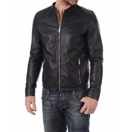 Jacket en vrai cuir Noir