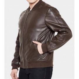 męska kurtka brązowa ze...