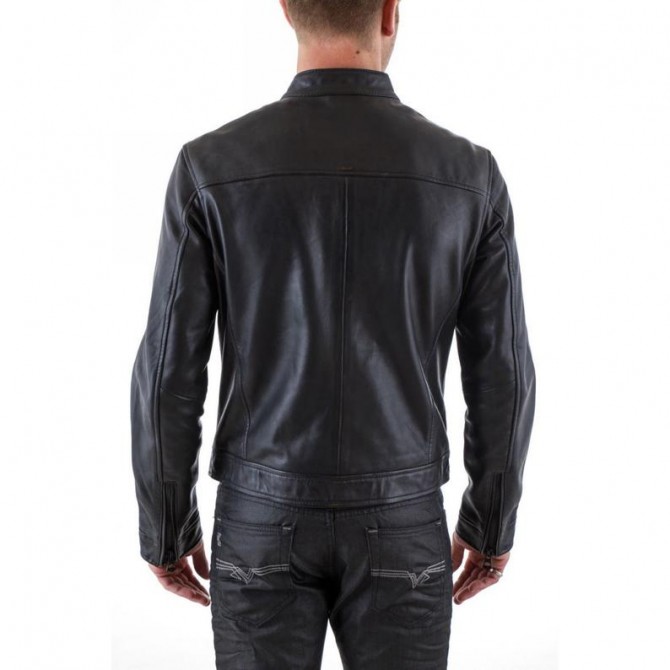 Blouson Homme En Cuir Véritable Infinity Leather - Coupe Classique, 2 Boutons - Neuf Avec étiquettes