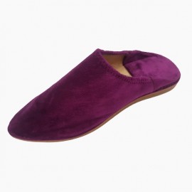 Babouche daim violet fait main