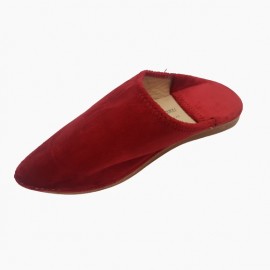 Red suede slippers for women