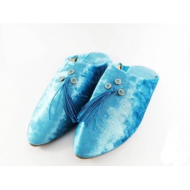 Blue suede slipper woman...