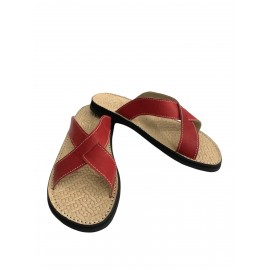 Real red leather sandal for...