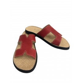 Real red leather sandal for...