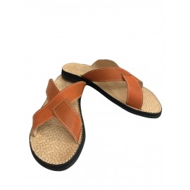 Real leather crossover sandal