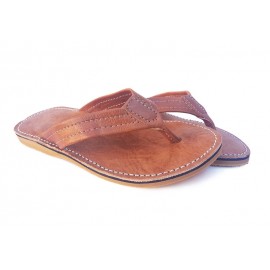 Sandal för män i brunt läder