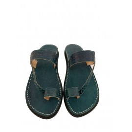 Sandale cuir véritable bleu