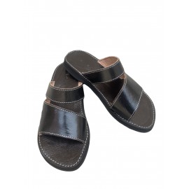Black real leather sandal