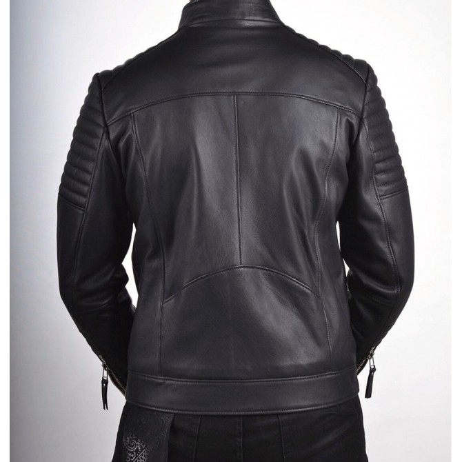 Veste Femme En Cuir Véritable Noir Taille 14 - Occasion Très Bon état, Style Intemporel
