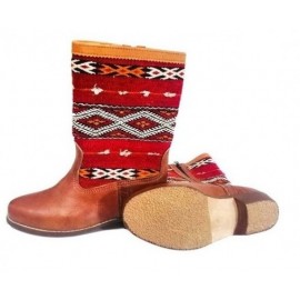 Leather boot and kilim