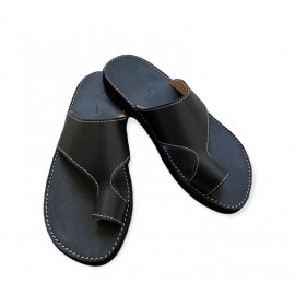 Black real leather sandal