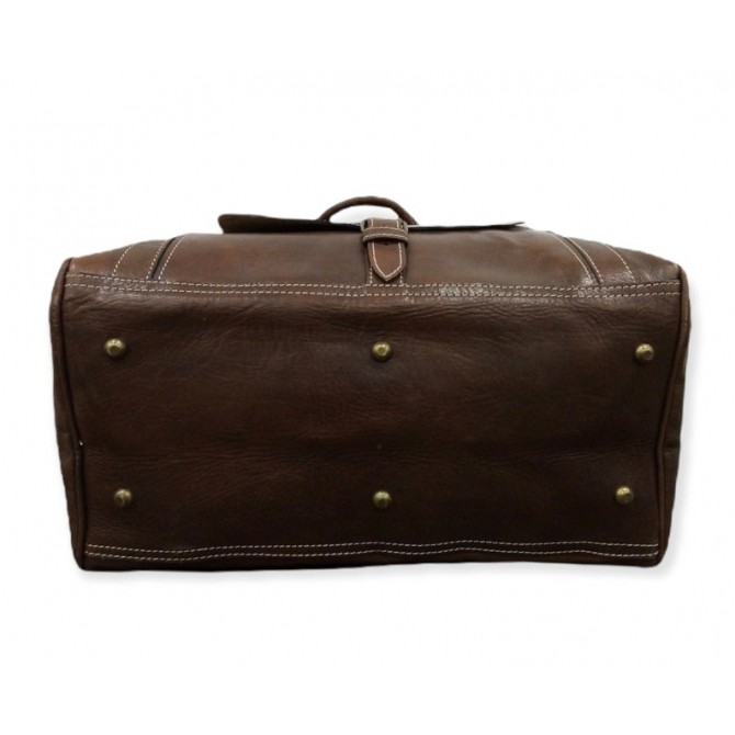 Sac De Voyage En Cuir Véritable - Duffle Sport Style Vintage, Fabrication Main, Marron