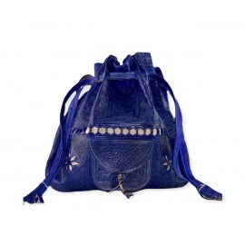Blue shoulder bag made of high quality genuine leather