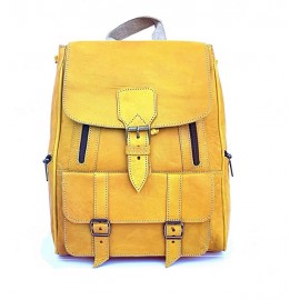 Yellow high quality leather backpack