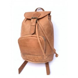 High quality genuine leather beige backpack