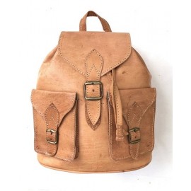 Practical beige genuine leather backpack