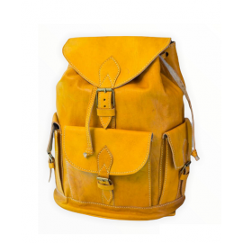 Authentic yellow genuine leather backpack
