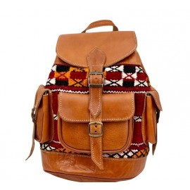 Handcrafted genuine leather bag with kilim