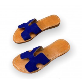 Blue genuine leather sandal
