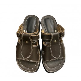 Sandale en vrai cuir Marron...