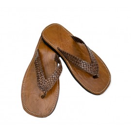 Sandale en vrai cuir Marron...