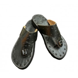 Black real leather sandal