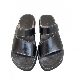 Real leather sandal Black...