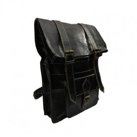 Black backpack in real high quality handmade leather