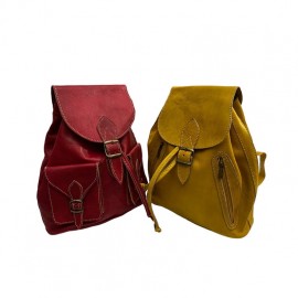 Set of two handmade real leather backpacks