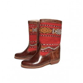 Leather boot and kilim...