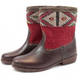 Mini botte en cuir et kilim...