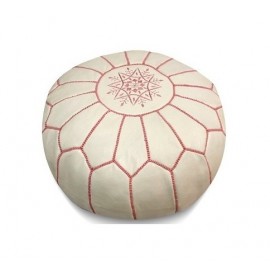 Pouf en cuir véritable blanc