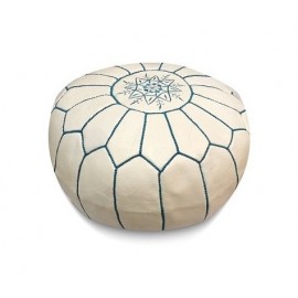Pouf en cuir véritable blanc