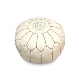 Pouf en cuir véritable blanc