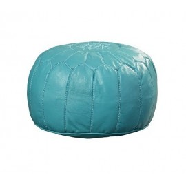 Pouf en cuir véritable Bleu