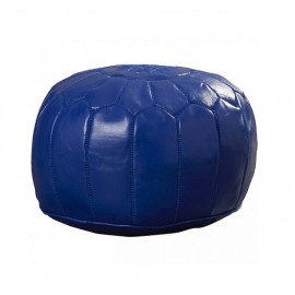 Pouf en cuir véritable Bleu