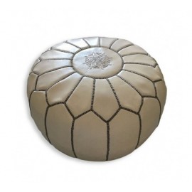 Pouf en cuir véritable Blanc