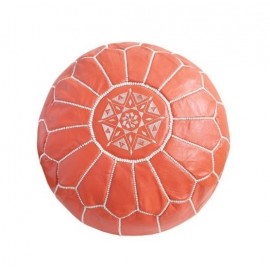 Pouf en cuir véritable Orange