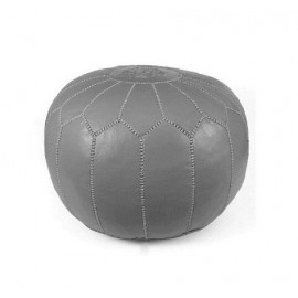 Pouffe in genuine leather Gray