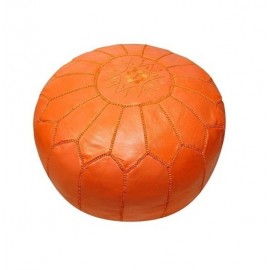 Orange pouf in real leather