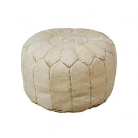 Beige pouf in real leather