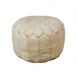 Pouf Beige en vrai cuir