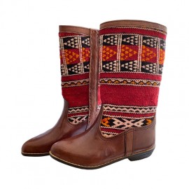 Genuine Leather Boots with kilim
