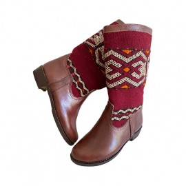 Genuine Leather Boots with kilim